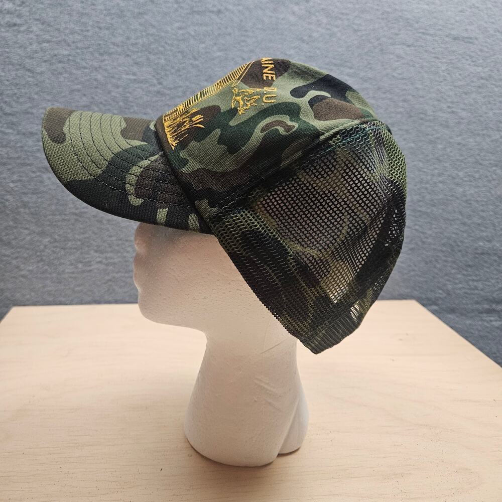 Vintage Belle Plains D U Camo Trucker Hat Drake and Hen Barn Wheat Image Ducks
